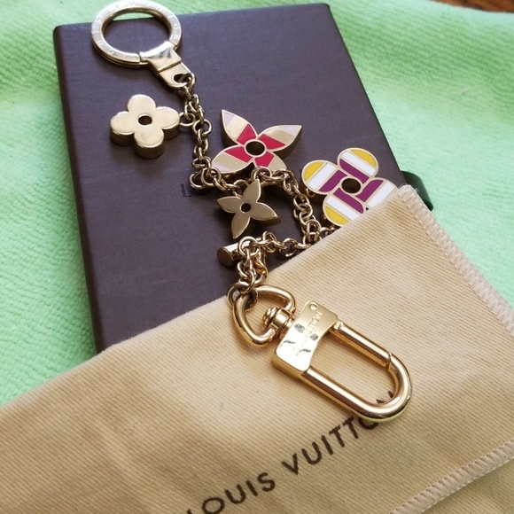 Authentic Louis Vuitton Stripes Flowers Bag Charm - Picture 8 of 8